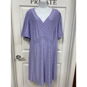 NWT London Times Woman Violet Eyelet Dress 2X